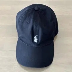 【古着】ポロ ラルフローレン キャップ ブラック 白ポニー 刺繍 フリーサイズ