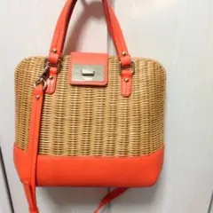 持ち手と下部が革のケイトスペードのカゴバッグ