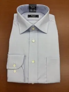 【未使用】メンズM(39-78)ノーアイロン長袖 水色 シャツ