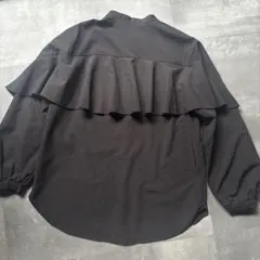 GU ラッフルスリーブブラウス　黒　S