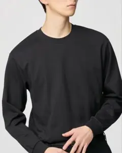 美品　エアリズム　コットンクルーネックTシャツ長袖　黒　Lサイズ