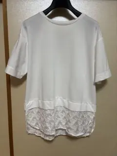 美品♡自由区S裾シアー半袖カットソー・白♡32サイズのサムネイル