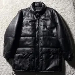 【VINTAGE】DURANTEダウンジャケット　ラムレザー　羊革　ブラック　L