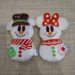 ディズニーリゾート雪だるまミッキーミニーぬいぐるみバッジ