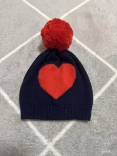 【baby gap/ベビーギャップ】ハートモチーフ ニット帽 ポンポン付き　新品