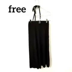 【free】ホルダーネックキャミワンピース ブラック シンプル ドレス シンプル