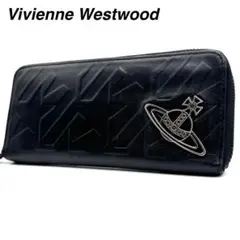 美品✨ヴィヴィアンウエストウッド　長財布　ラウンドファスナー　型押し　オーブ　黒