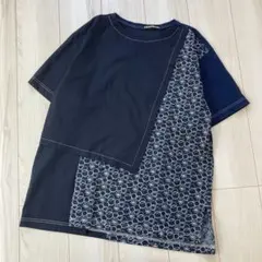 FRAPBOIS フラボア　デニムパッチワークカットソーTシャツ　ゆったりのサムネイル