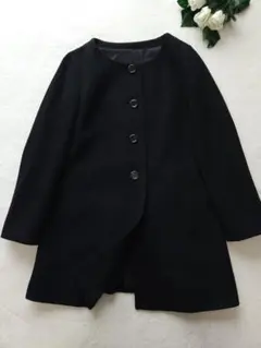 UNTITLED　ノーカラーコート　ウール　ブラックのサムネイル