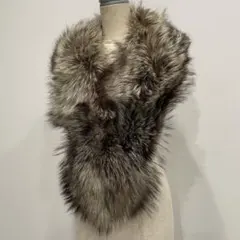 フォックス　ファーショール FOX 毛皮　高級　成人式　シルバー　A15