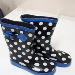 新品 レインブーツ 長靴 21㎝ 黒 ブラック ドット 水玉 かわいい おしゃれ
