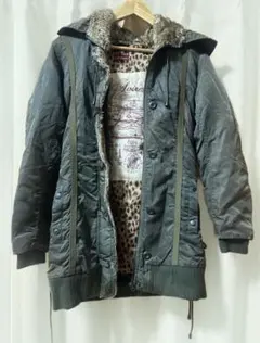 AVIREX モッズコート カーキ サイズS レディース レオパード