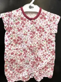 ミキハウス　花柄 半袖ロンパース ピンク系