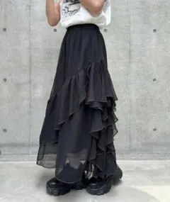 PAGE BOY　ステッチフリルスカート　ブラック