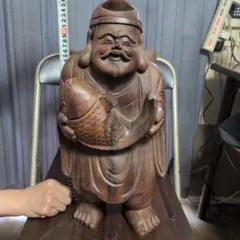 木彫 大黒天像 仏像 東洋彫刻 仏教美術 七福神 縁起物 置物 高さ54㎝ 木彫 大黒天像 仏像 東洋彫刻 仏教美術 七福神 縁起物 置物 高さ54