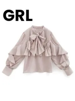 GRL♡グレイル　ラメシアーリボンブラウス　ピンク