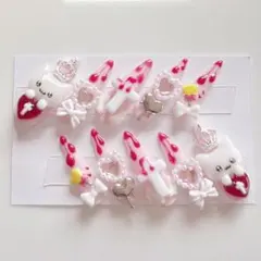 ꒰ 現品 ꒱ 地雷系 量産型 女児ネイル 平成女児 ねこ 血 ネイルチップ