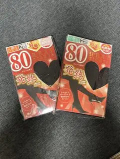 ［4足セット］ 80デニール 発熱タイツ(2足組) 2個セット M-L