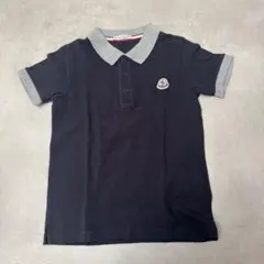 モンクレール ロゴワッペン 半袖ポロシャツ 白襟 ネイビー