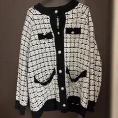 白と黒のツイードニットカーディガン　SHENE購入