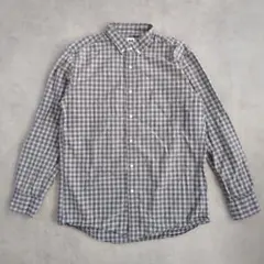 ユニクロ チェック柄長袖シャツ【L】グレー