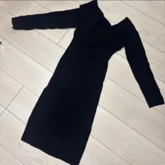 ワンショルダー ブラック ニットワンピース M