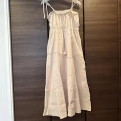 【Muguet】キャミワンピース ロング丈 フリル ベージュのサムネイル