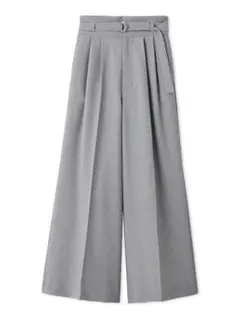 SNIDEL スタイルアップベルティッドワイドパンツ GRY 1