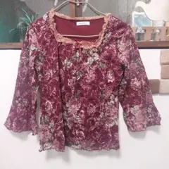 Rosa Cheri 総レースフラワープリント七分袖トップス used