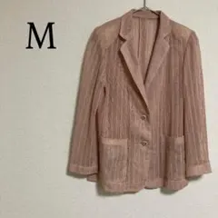 シースルー サマージャケット ピンク レトロ 長袖 シアートップス M アウターのサムネイル