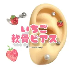 イチゴ　軟骨ピアス　ボディピアス　ヘリックス