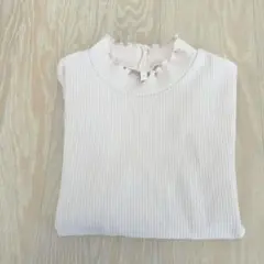 GU リブ編みフリルネック長袖カットソー 150