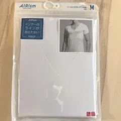 ユニクロ エアリズム シームレス VネックT 半袖 白 M メンズ ひびかない