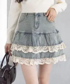 デニムティアードミニスカート Y2K カジュアル ガーリー