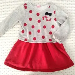 ミキハウス　ホットビスケッツ ドット柄ワンピース トレーナー　100cm