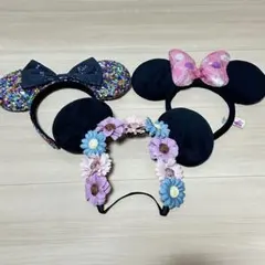 ディズニー カチューシャヘアバンド ミニーちゃんスパンコール花冠3個セット
