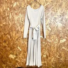 MERCURYDUO ロングワンピース ニットワンピース フレア リブ