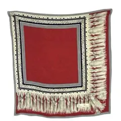 Nina Ricci 赤 シルクスカーフ フリンジ柄