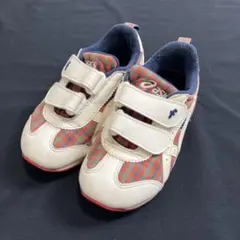asics×ファミリアコラボキッズスニーカー チェック柄 ベルクロ16.5センチ