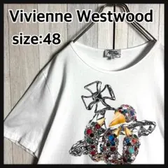 3863【希少・美品】ヴィヴィアンウエストウッド 宝石オーブロゴ 変形Tシャツのサムネイル