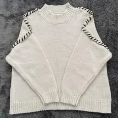 【美品】しまむら Helmヘルム ニット セーター ステッチデザイン Lサイズ