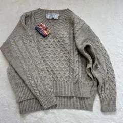 Oldderby Knitwear イギリス製　ケーブルＶネックニット