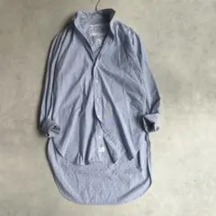 美品♡フランクアンドアイリーン スキッパーシャツ ドット 男女兼用 水色 長袖