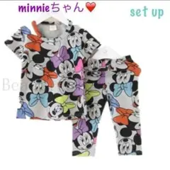 新入荷❤️新品⭐️ディズニー☆ミニーちゃん総柄セットアップ 130表記 グレー