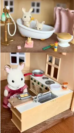 シルバニア　お風呂とトイレとキッチンセットとお料理セット