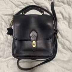 croft & barrow 黒 レザー ショルダーバッグ ターンロック