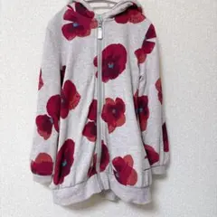 110☆スミレ ハッカキッズ 花柄フルジップパーカー すみれ 赤紫