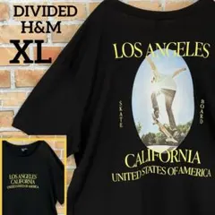 DIVIDED H&M ビッグプリント スケーター ストリート Tシャツ 黒のサムネイル