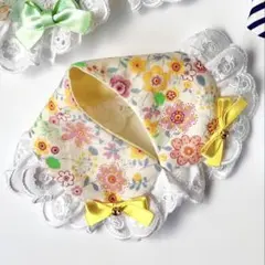 【即購入歓迎】ぬいぐるみ用つけ襟(花柄イエロー)