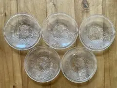 鳥のお皿　ガラス　レトロ　5枚セット